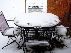 image: snow covered patio