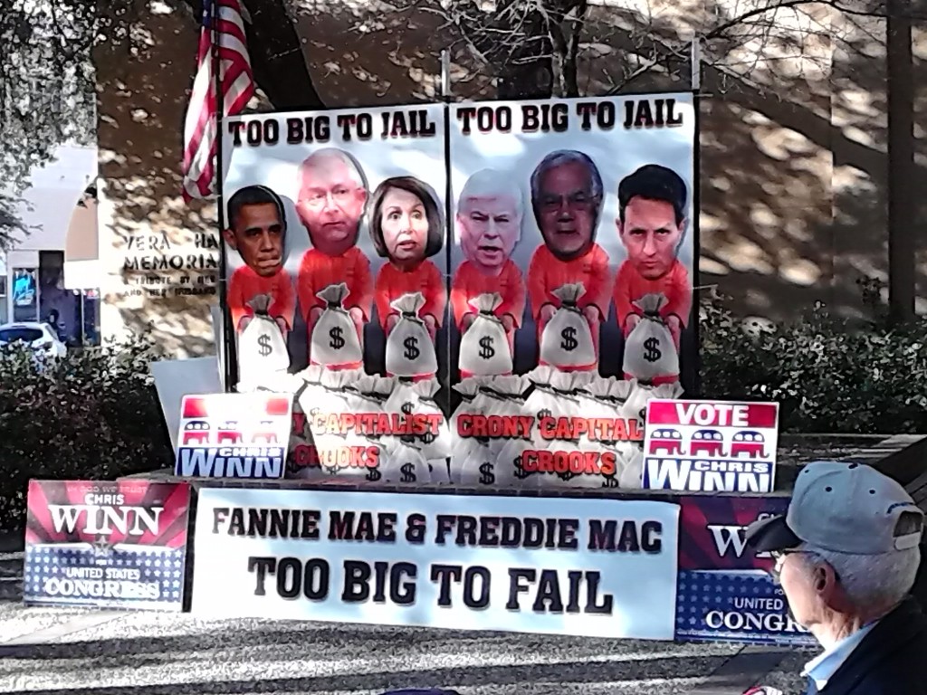 Anti Randy Neugebauer rally in Abilene on Thursday, 27 February 2014. Candidate Chris Winn's display.