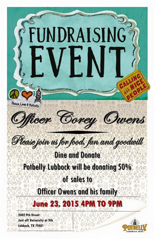 Lubbock: Potbelly event benefitting policeman Owens & family — Pratt on ...